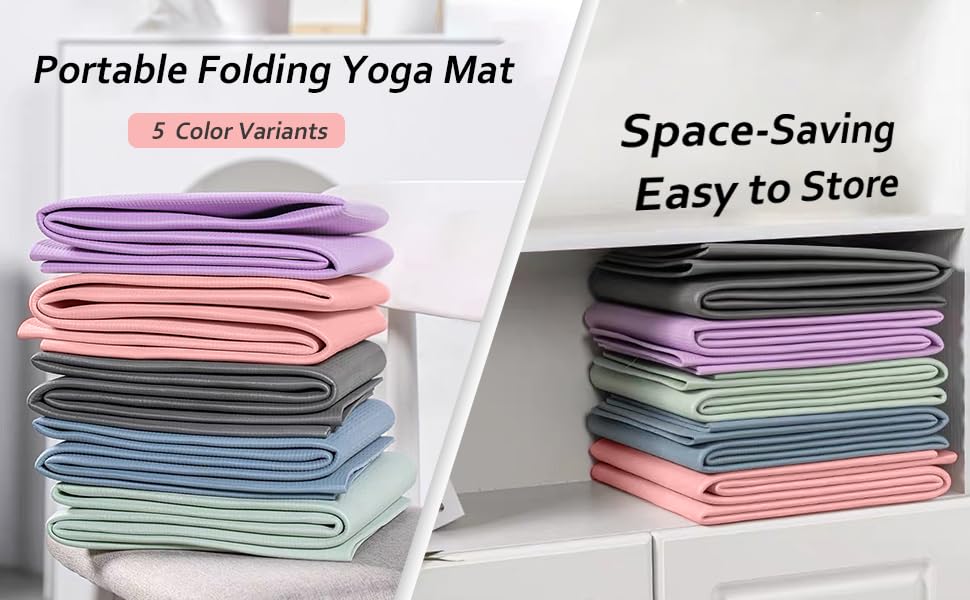 Portable Foldable Yoga Mat – Dual-Sided Non-Slip TPE Exercise Mat for Yoga, Pilates, Kids Nap & Travel (Black) | Other Colors Available in Store - Image 7