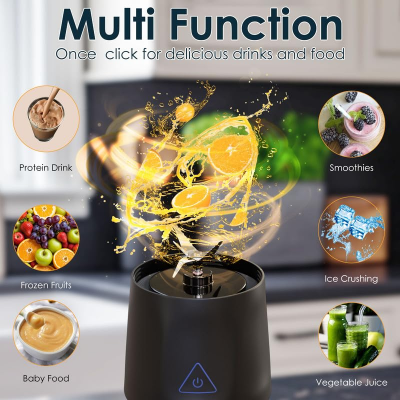 Portable Blender with 360W Motor – Wireless 24oz Juicer, USB-C Rechargeable, Self-Cleaning, 6-Blade, BPA-Free (Black Transparent) | Other Colors Available in Store - Image 4