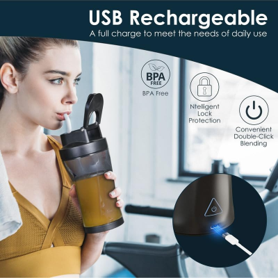 Portable Blender with 360W Motor – Wireless 24oz Juicer, USB-C Rechargeable, Self-Cleaning, 6-Blade, BPA-Free (Black Transparent) | Other Colors Available in Store - Image 7