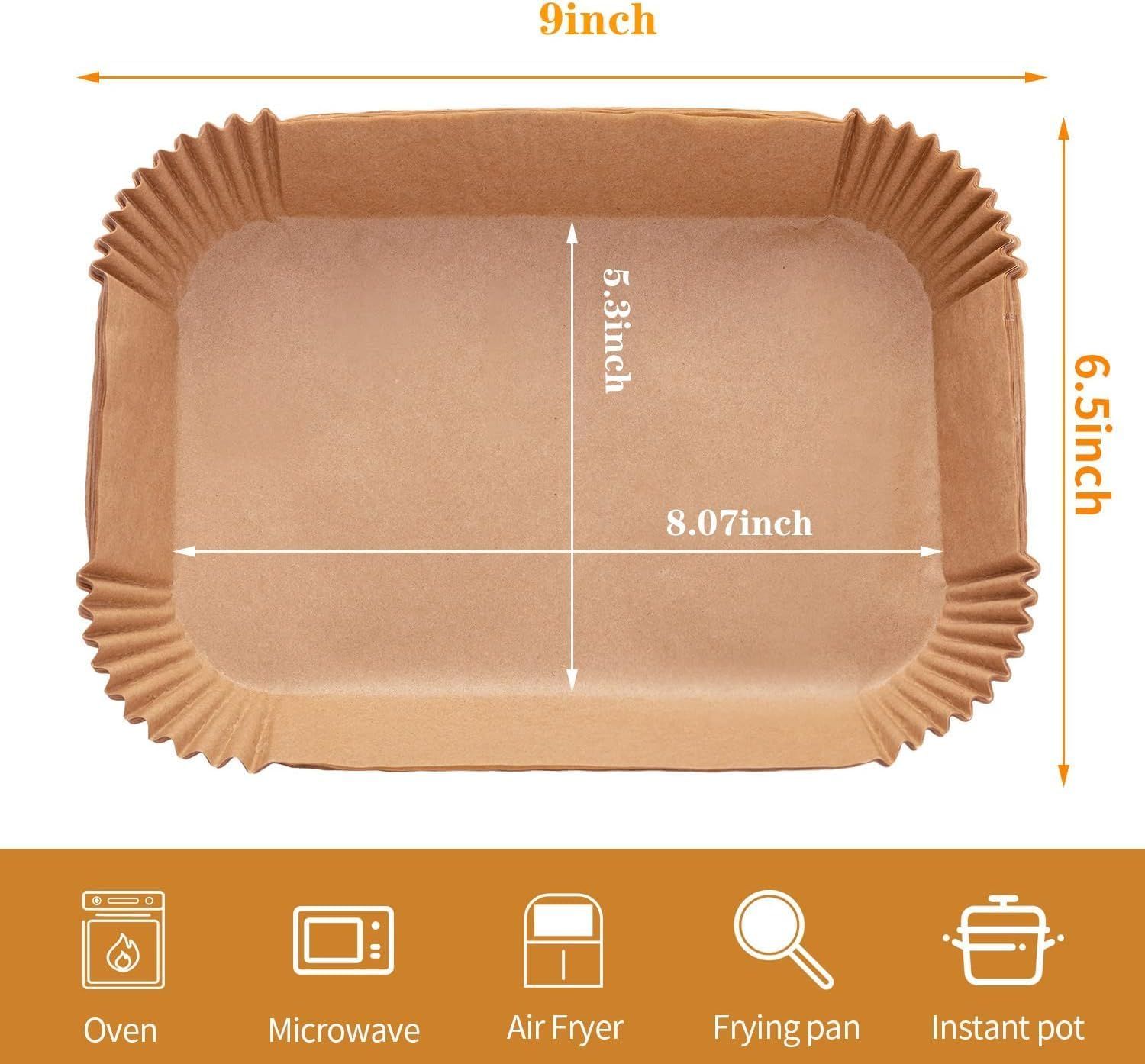 100-Pack Air Fryer Paper Liners – Rectangular Bowl-Style, Unbleached Kraft Paper, Heat-Resistant & Grease-Proof, Compatible with Most Dual-Basket Air Fryers, Ovens, Microwaves, and Instant Pots—Single-Use Convenience for Easy Cleanup (Brown) - Image 4