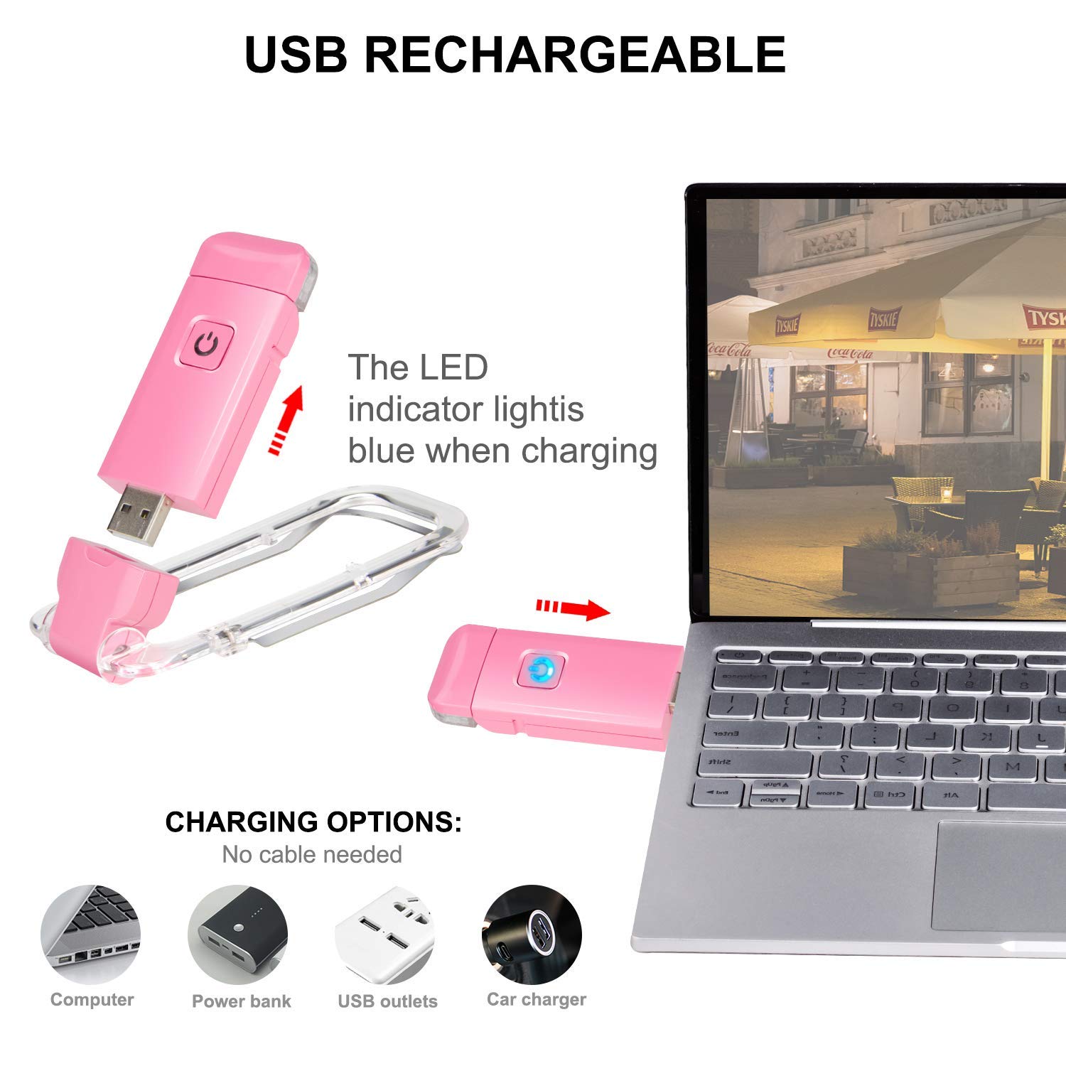 Rechargeable LED Book Light with Dimmable Warm White & Amber Modes – USB-Powered Clip-On Reading Lamp for Books, Sheet Music & Travel (Pink) - Image 2