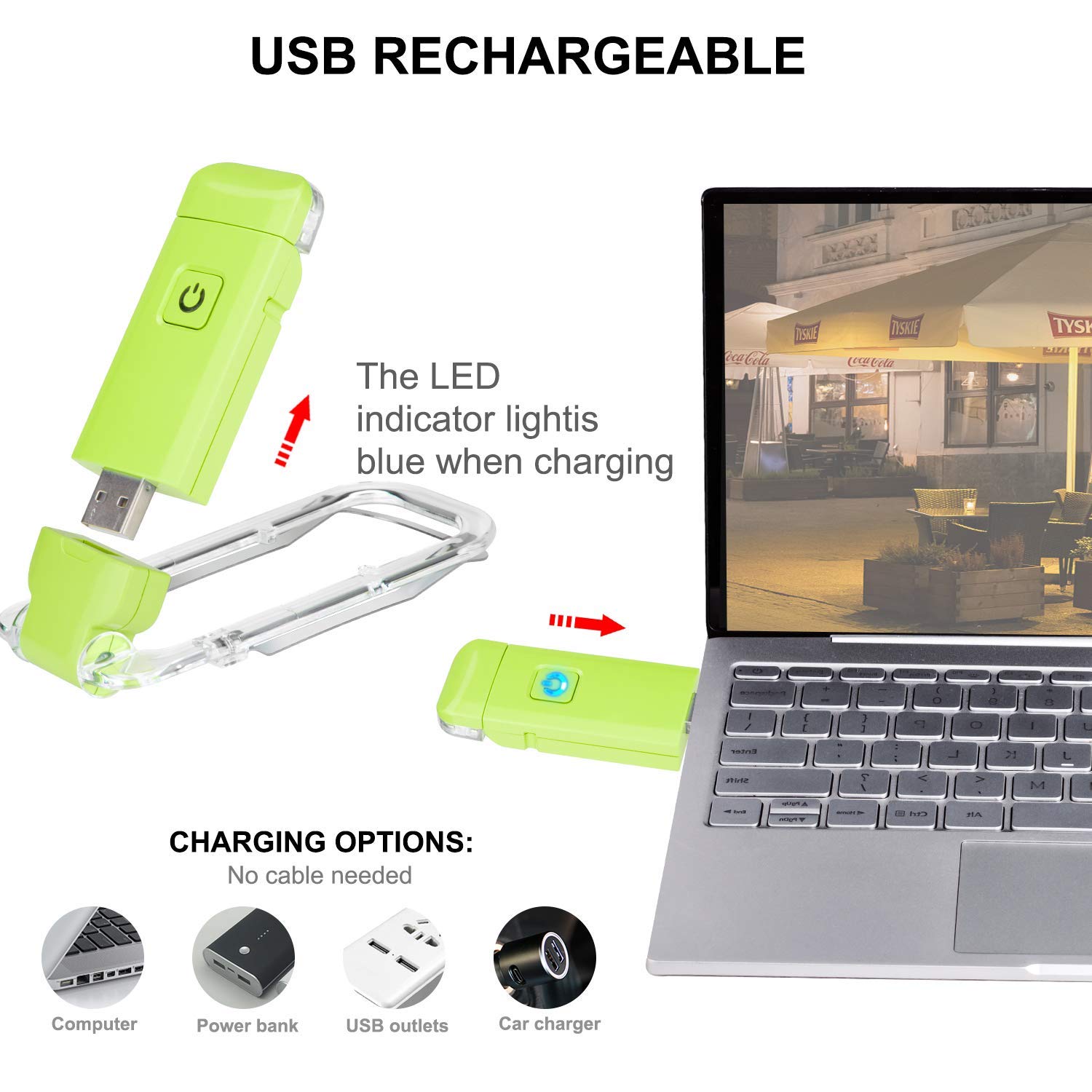 Rechargeable LED Book Light with Dimmable Warm White & Amber Modes – USB-Powered Clip-On Reading Lamp for Books, Sheet Music & Travel (Green) - Image 2