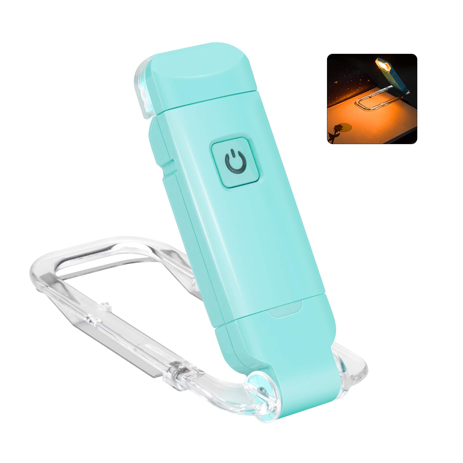 Rechargeable LED Book Light with Dimmable Warm White & Amber Modes – USB-Powered Clip-On Reading Lamp for Books, Sheet Music & Travel (Blue) - Image 1
