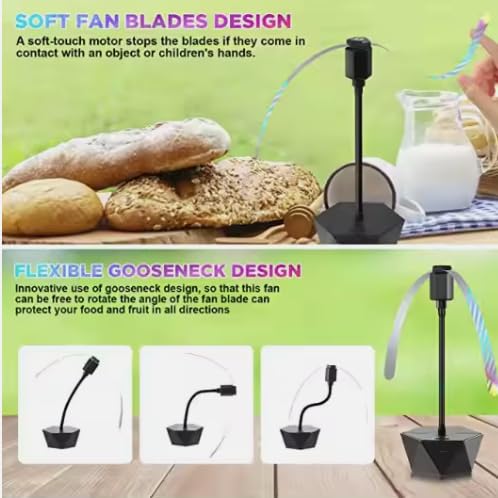Rechargeable Anti-Fly Fan for Table – Foldable Holographic Blade Insect Repeller with Soft-Stop Safety, USB Charging for Indoor Outdoor Use, Picnic, BBQ, Kitchen, and Camping (Black) - Image 6