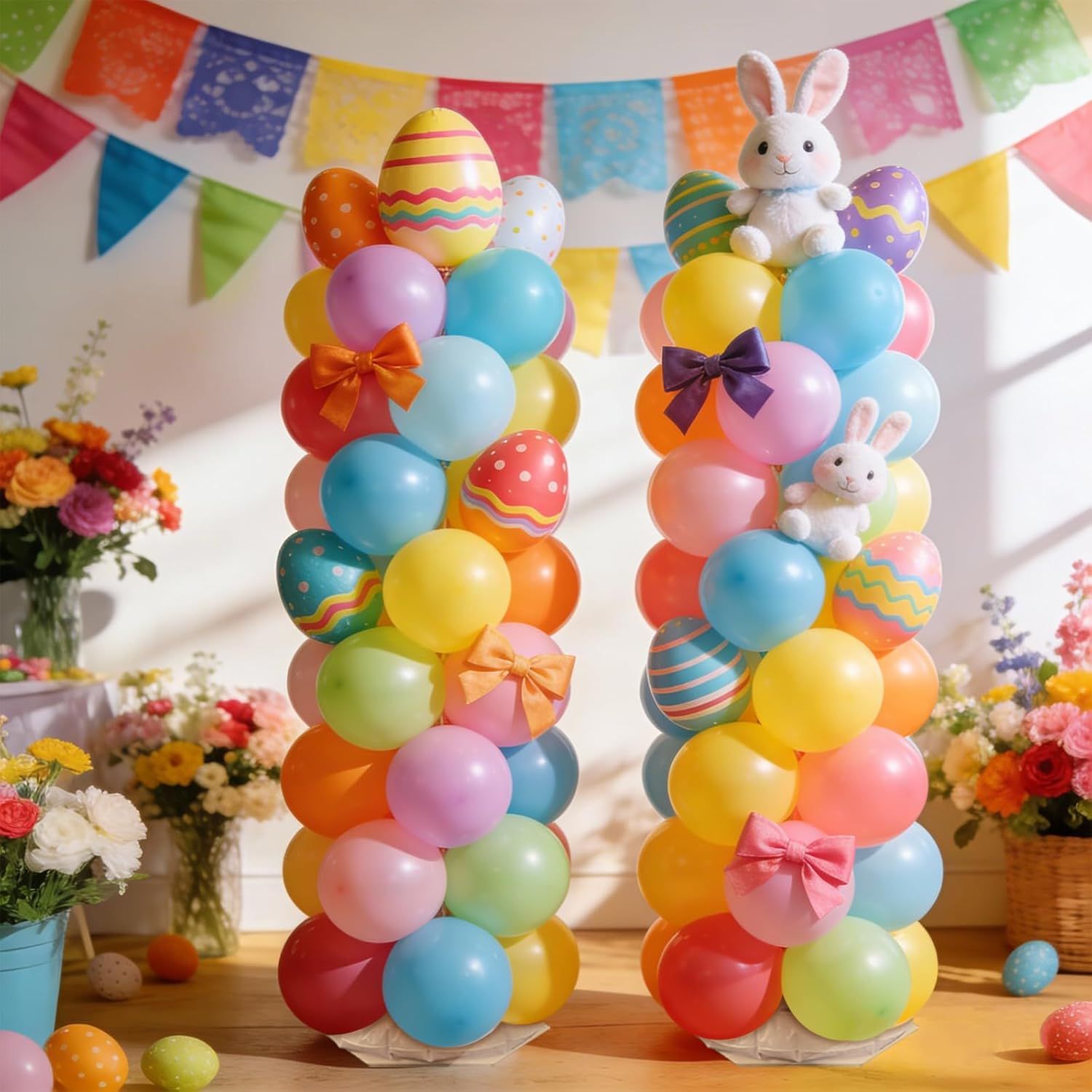 2Pcs Adjustable Metal Balloon Column Stand Kit with Water Base for Birthday Wedding Party Decoration, Reusable Telescopic Pole Set for DIY Balloon Garland Arch (Silver) - Image 4