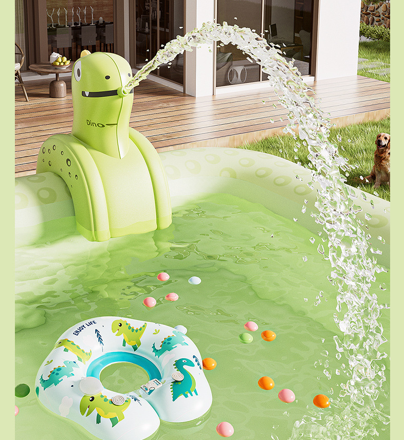 Inflatable Swimming Pool 210×140×56cm with Canopy & Dinosaur Spray – Kids Outdoor Water Play Set for Backyard, Garden, Summer Fun (Green) - Image 6