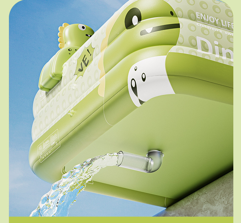 Inflatable Swimming Pool 300×175×56cm with Canopy & Dinosaur Spray – Kids Outdoor Water Play Set for Backyard, Garden, Summer Fun (Green) - Image 7
