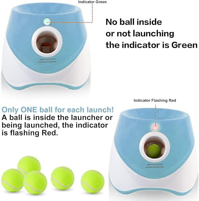 Automatic Dog Ball Launcher with 15 Mini Tennis Balls & Mesh Bag – Rechargeable Pet Toy for Small Dogs, Adjustable Launch Distance, Interactive Play (Blue) - Image 2