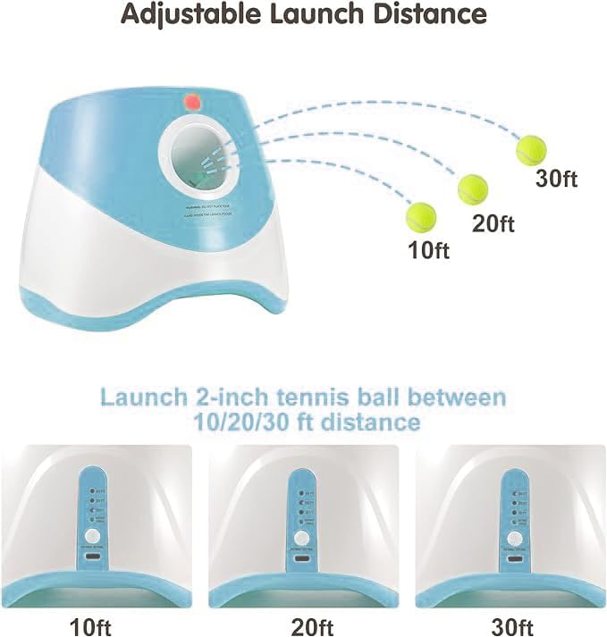 Automatic Dog Ball Launcher with 15 Mini Tennis Balls & Mesh Bag – Rechargeable Pet Toy for Small Dogs, Adjustable Launch Distance, Interactive Play (Blue) - Image 3