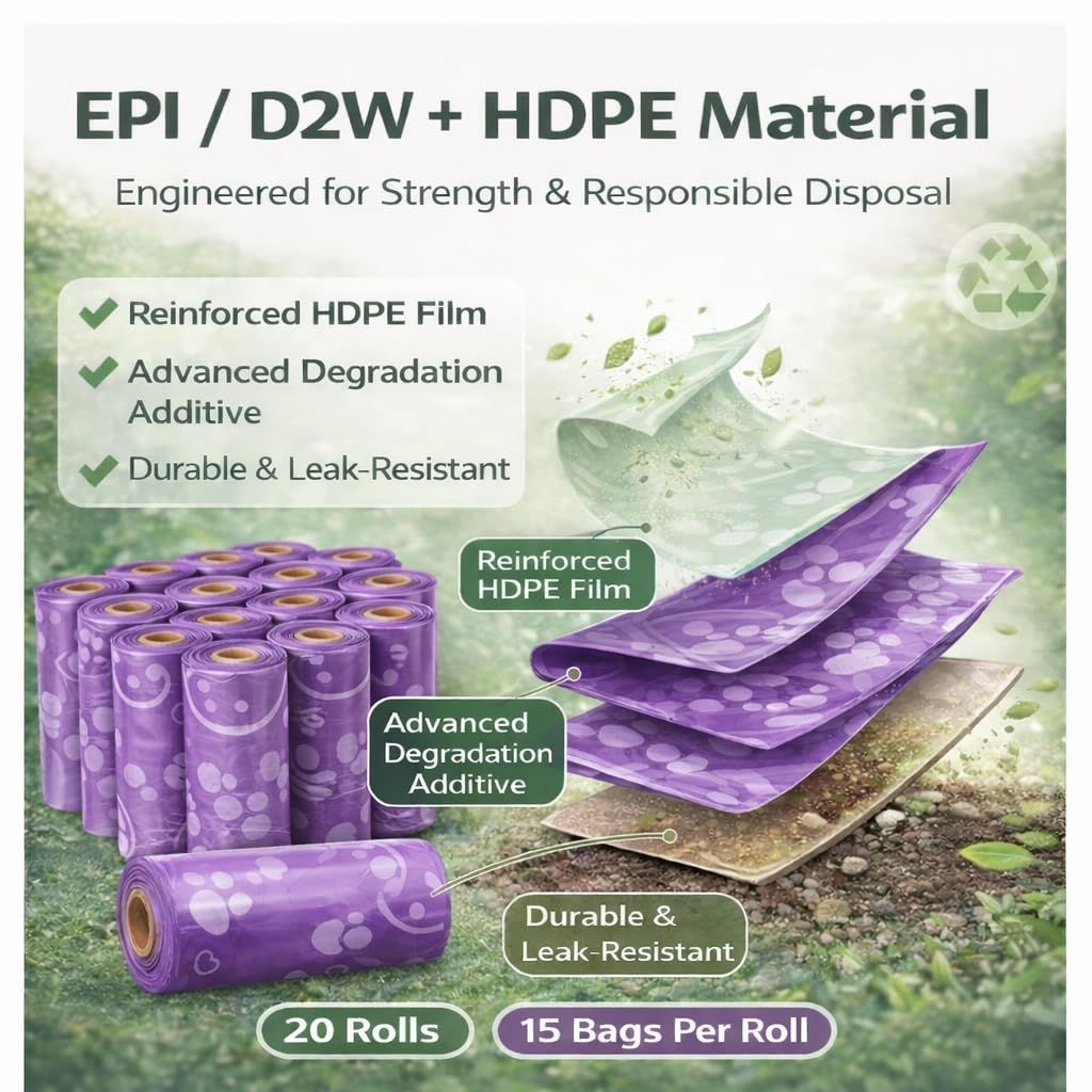Dog Poop Bags with Dispenser – 240 Count, Leak-Proof, Strawberry Scented, Large Size for All Dogs, Biodegradable & Durable (Purple) - Image 7