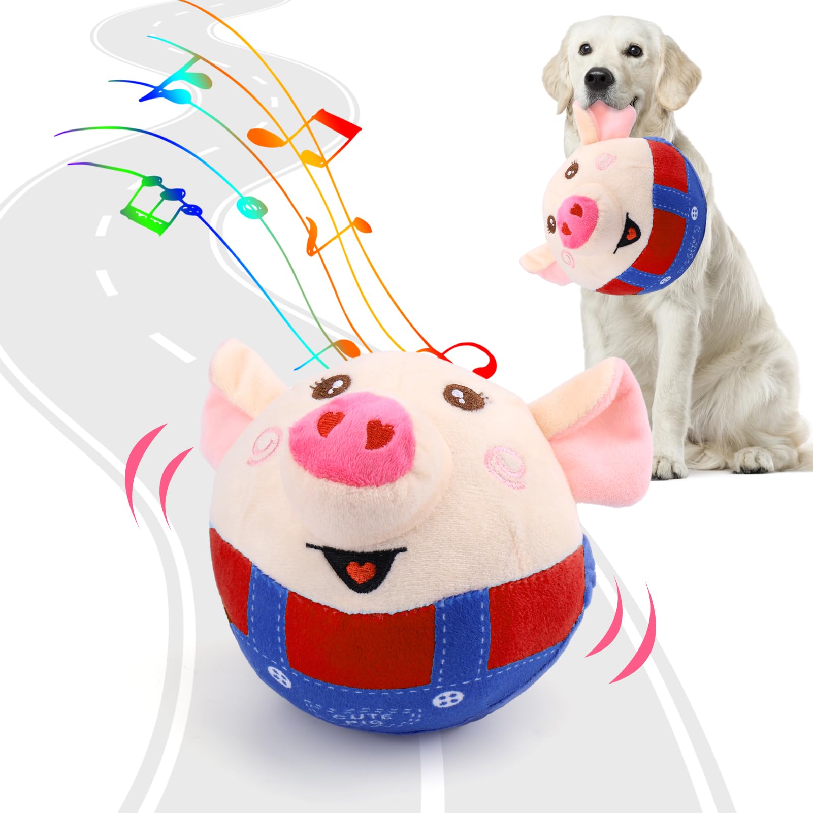 Interactive Pig Dog Toy – Rechargeable, Self-Moving & Squeaky with Recording & Music Modes, Dual-Mode Sound Activation, Durable Plush Cover, Ideal for Small to Large Dogs to Relieve Boredom and Anxiety (Red) - Image 1