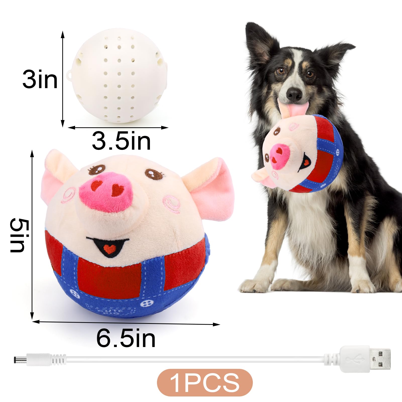 Interactive Pig Dog Toy – Rechargeable, Self-Moving & Squeaky with Recording & Music Modes, Dual-Mode Sound Activation, Durable Plush Cover, Ideal for Small to Large Dogs to Relieve Boredom and Anxiety (Red) - Image 5