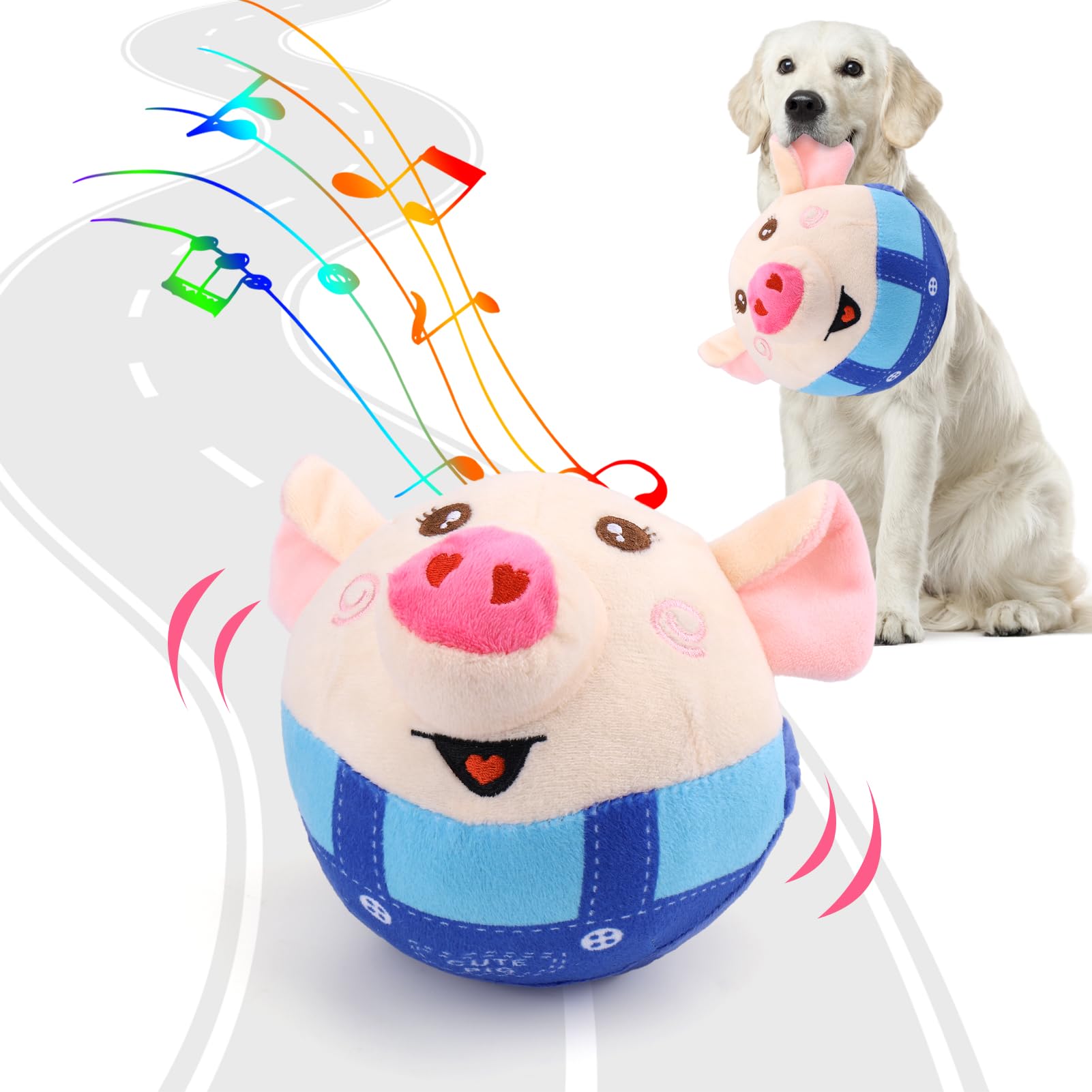 Interactive Pig Dog Toy – Rechargeable, Self-Moving & Squeaky with Recording & Music Modes, Dual-Mode Sound Activation, Durable Plush Cover, Ideal for Small to Large Dogs to Relieve Boredom and Anxiety (Blue) - Image 1