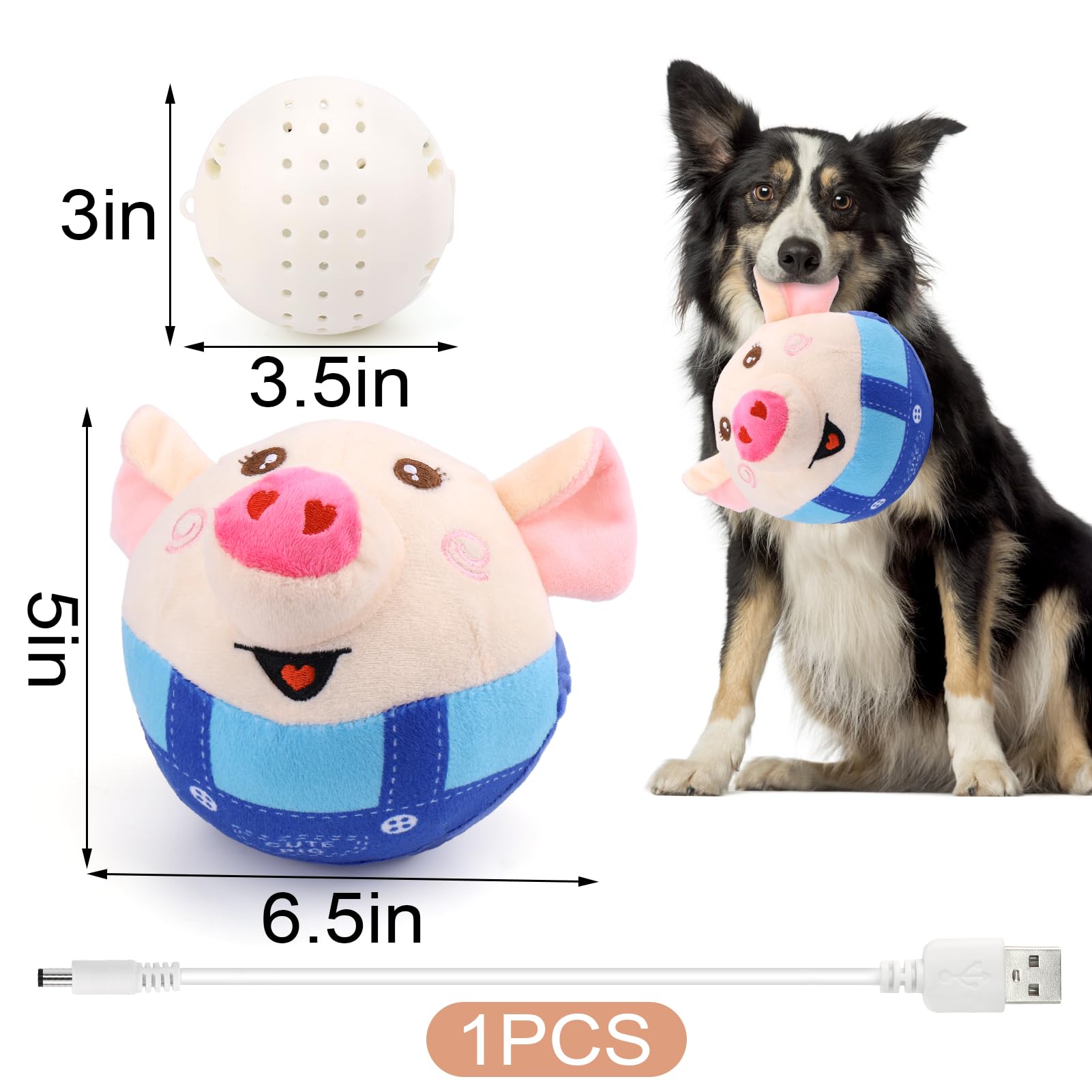 Interactive Pig Dog Toy – Rechargeable, Self-Moving & Squeaky with Recording & Music Modes, Dual-Mode Sound Activation, Durable Plush Cover, Ideal for Small to Large Dogs to Relieve Boredom and Anxiety (Blue) - Image 5