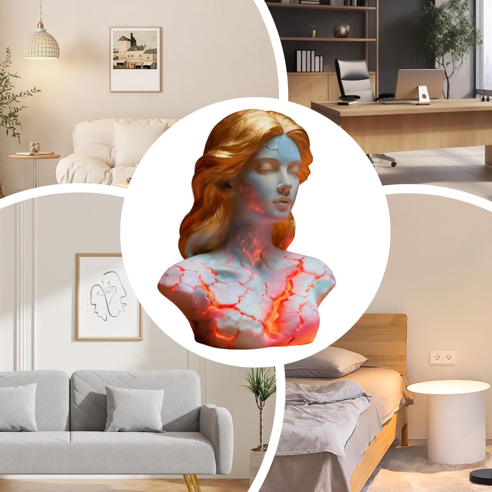 Blazing Maiden Figurine LED Lamp – Artistic Resin Sculpture with Crackled Light Effect, Elegant Decorative Night Light(Blue) - Image 6