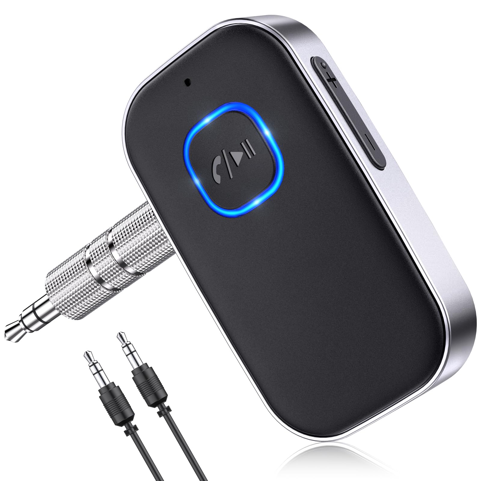 Bluetooth 5.3 Audio Receiver with Mic – Wireless AUX Adapter for Car Stereo, Speakers & Headphones, CVC8.0 Noise Cancellation, Dual Pairing, 16H Battery (Black) - Image 1