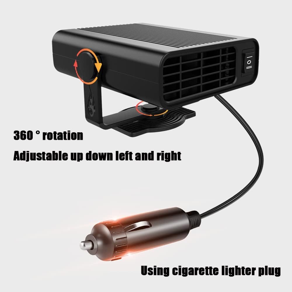 12V 120W Portable Car Heater and Defroster, 2-in-1 Fast Heating & Cooling Fan for Windshield Demisting, 360° Rotatable Auto Warmer for Winter Driving (Black) - Image 3