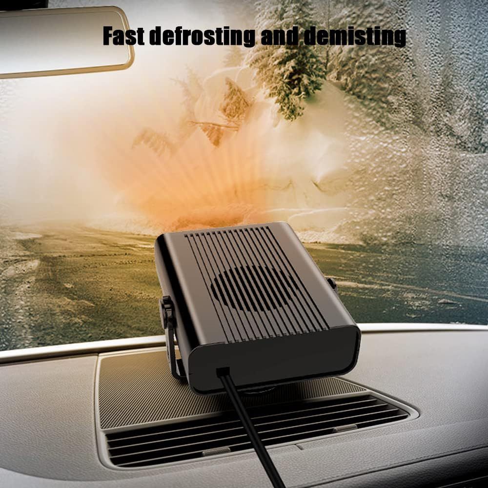 12V 120W Portable Car Heater and Defroster, 2-in-1 Fast Heating & Cooling Fan for Windshield Demisting, 360° Rotatable Auto Warmer for Winter Driving (Black) - Image 6