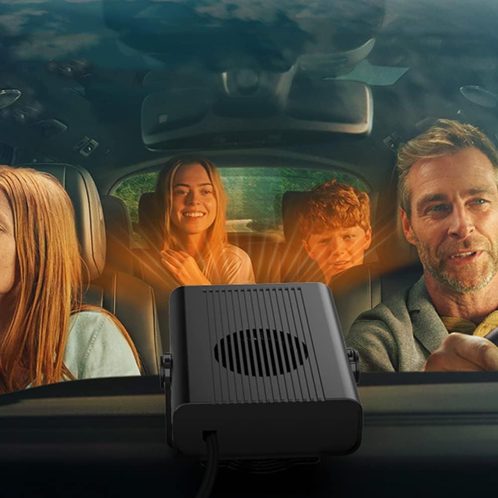 12V 120W Portable Car Heater and Defroster, 2-in-1 Fast Heating & Cooling Fan for Windshield Demisting, 360° Rotatable Auto Warmer for Winter Driving (Black) - Image 7