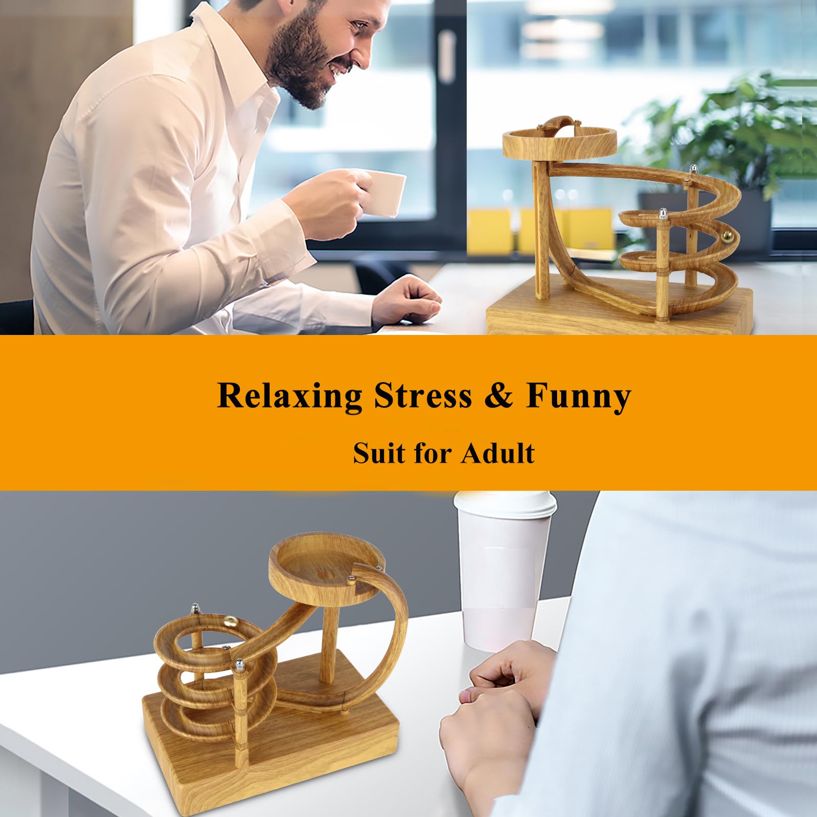 Electromagnetic Perpetual Motion Toy with Built-in Battery – Scientific Desk Decor, Stress Relief & Cat Play Item, Continuous Rolling Ball Art (Wooden) - Image 6