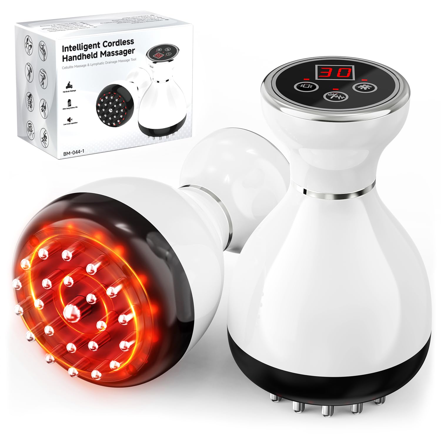4-in-1 Cordless Body Sculpting Massager – Rechargeable Massage Tool with Heat, Light & Vibration for Skin Tightening & Relaxation (White) - Image 1