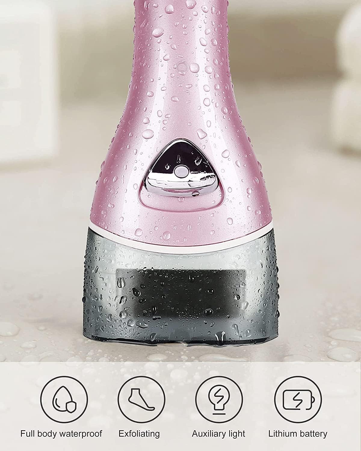 Electric Foot File Rechargeable Pedicure Tool – 3 Interchangeable Rollers (Fine, Regular, Coarse), IPX6 Waterproof, 2-Speed Motor, LED Power Indicator, USB Charging, Includes Cleaning Brush, Compact & Quiet for Home Spa (Pink) - Image 6