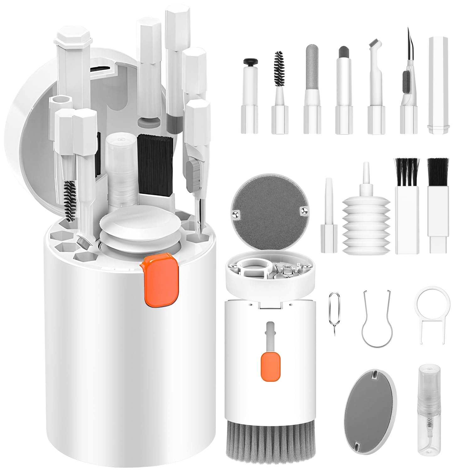 20-in-1 Multi-Function Electronics Cleaning Kit – Portable Keyboard, Earphone, Camera & Screen Cleaner Set with Brush, Spray Bottle & Tools (White) - Image 1