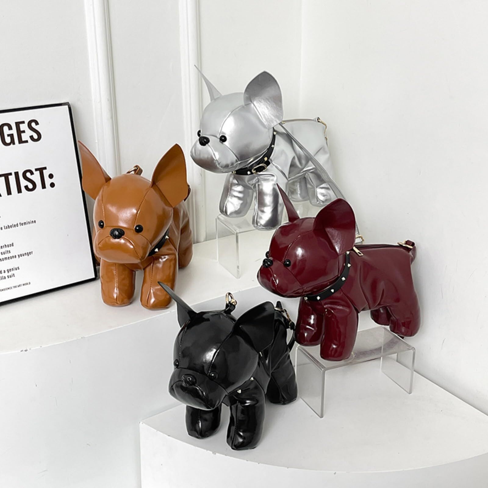 French Bulldog Shaped Bag – Cute Animal Crossbody Shoulder Bag with Adjustable Strap, PU Leather Dog Backpack for Women, Fashion Statement Accessory (Black) - Image 3