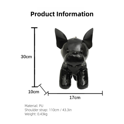 French Bulldog Shaped Bag – Cute Animal Crossbody Shoulder Bag with Adjustable Strap, PU Leather Dog Backpack for Women, Fashion Statement Accessory (Red) - Image 2