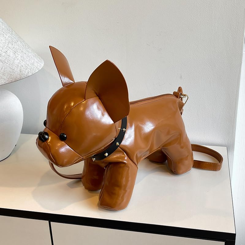 French Bulldog Shaped Bag – Cute Animal Crossbody Shoulder Bag with Adjustable Strap, PU Leather Dog Backpack for Women, Fashion Statement Accessory (Brown) - Image 5