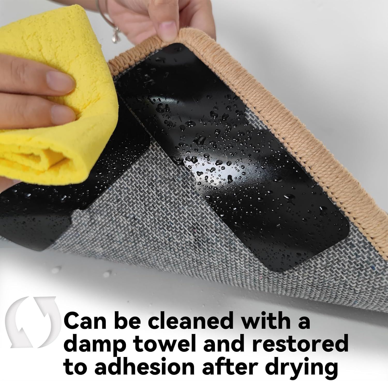 24PCS Reusable Carpet Grippers, Washable Non-Slip Rug Tape for Hardwood Floors, Strong Adhesive Rug Corners Fixer, No Residue Rug Pads for Area Rugs (Black) - Image 3