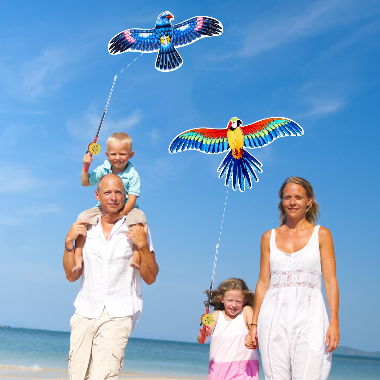 Kids’ Mini Fishing-Rod Kite Set – 3-Pack Bird Designs, Easy-Grip Reel Handle, Adjustable Line, Lightweight & Durable for Outdoor Play, Perfect for Beginners Ages 3–8, Encourages Active Fun and Family Bonding (Multicolor) - Image 3