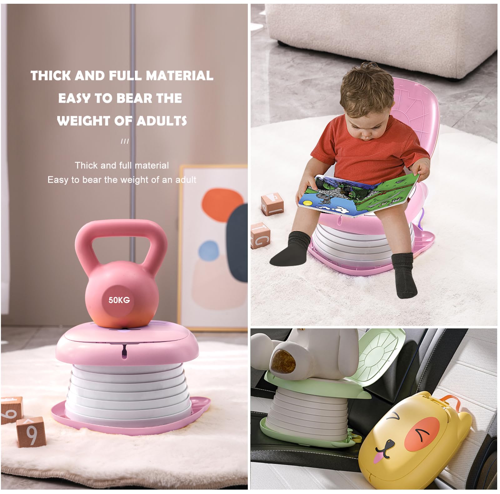 Portable Folding Potty for Toddlers – Compact Travel Toilet with Cat Design, Easy to Carry & Clean, Ideal for Home, Car, Camping, Outdoor Use (Pink) - Image 5