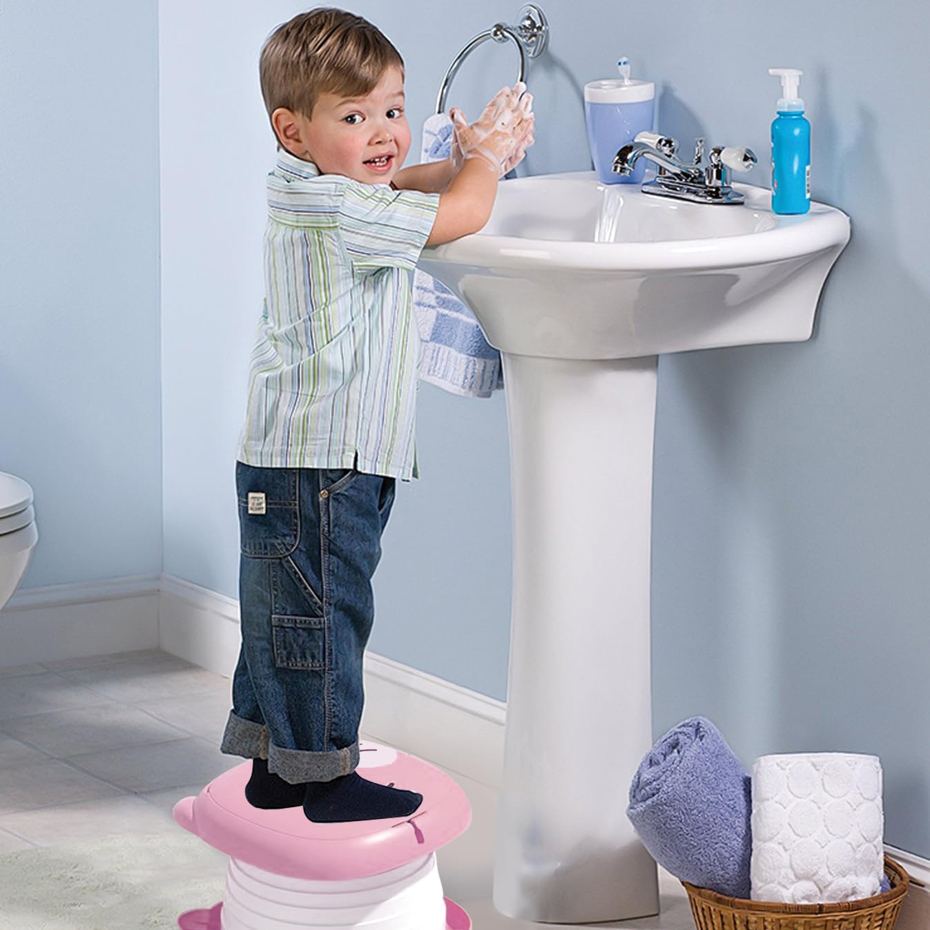 Portable Folding Potty for Toddlers – Compact Travel Toilet with Cat Design, Easy to Carry & Clean, Ideal for Home, Car, Camping, Outdoor Use (Pink) - Image 8