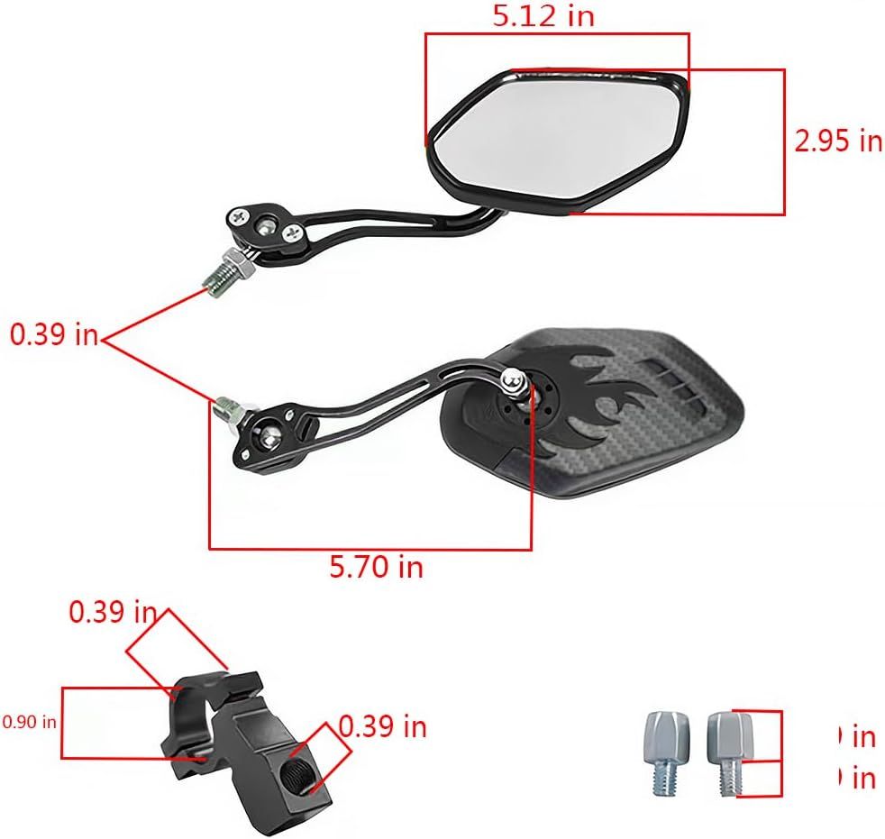 Universal Bike Rear View Mirror, Adjustable Handlebar Rearview Mirror for Motorcycle, E-Bike, Scooter, Mountain Bike, Aluminum Alloy, Wide Angle (Black) - Image 2