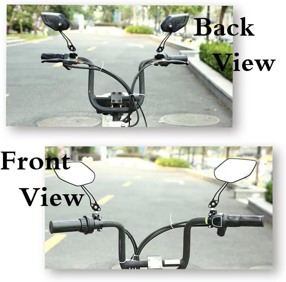 Universal Bike Rear View Mirror, Adjustable Handlebar Rearview Mirror for Motorcycle, E-Bike, Scooter, Mountain Bike, Aluminum Alloy, Wide Angle (Black) - Image 5