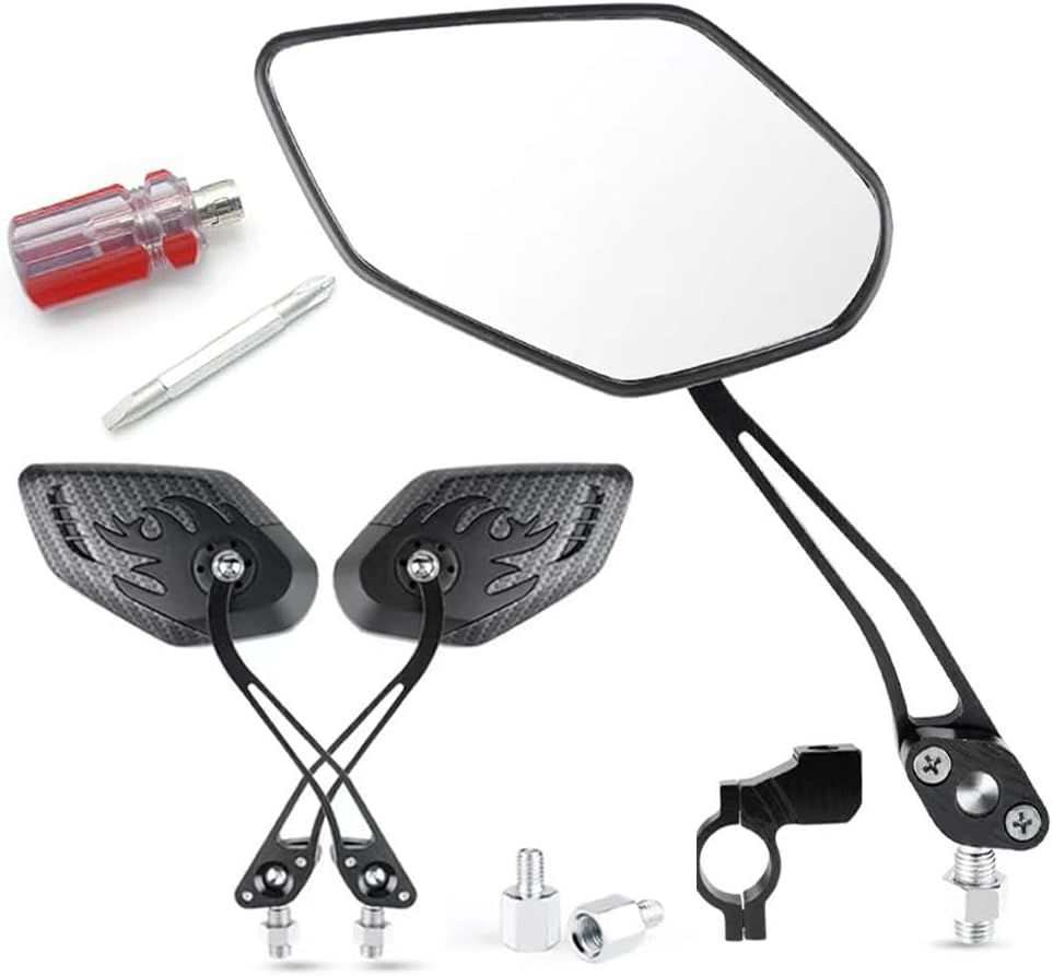Universal Bike Rear View Mirror, Adjustable Handlebar Rearview Mirror for Motorcycle, E-Bike, Scooter, Mountain Bike, Aluminum Alloy, Wide Angle (Black) - Image 7