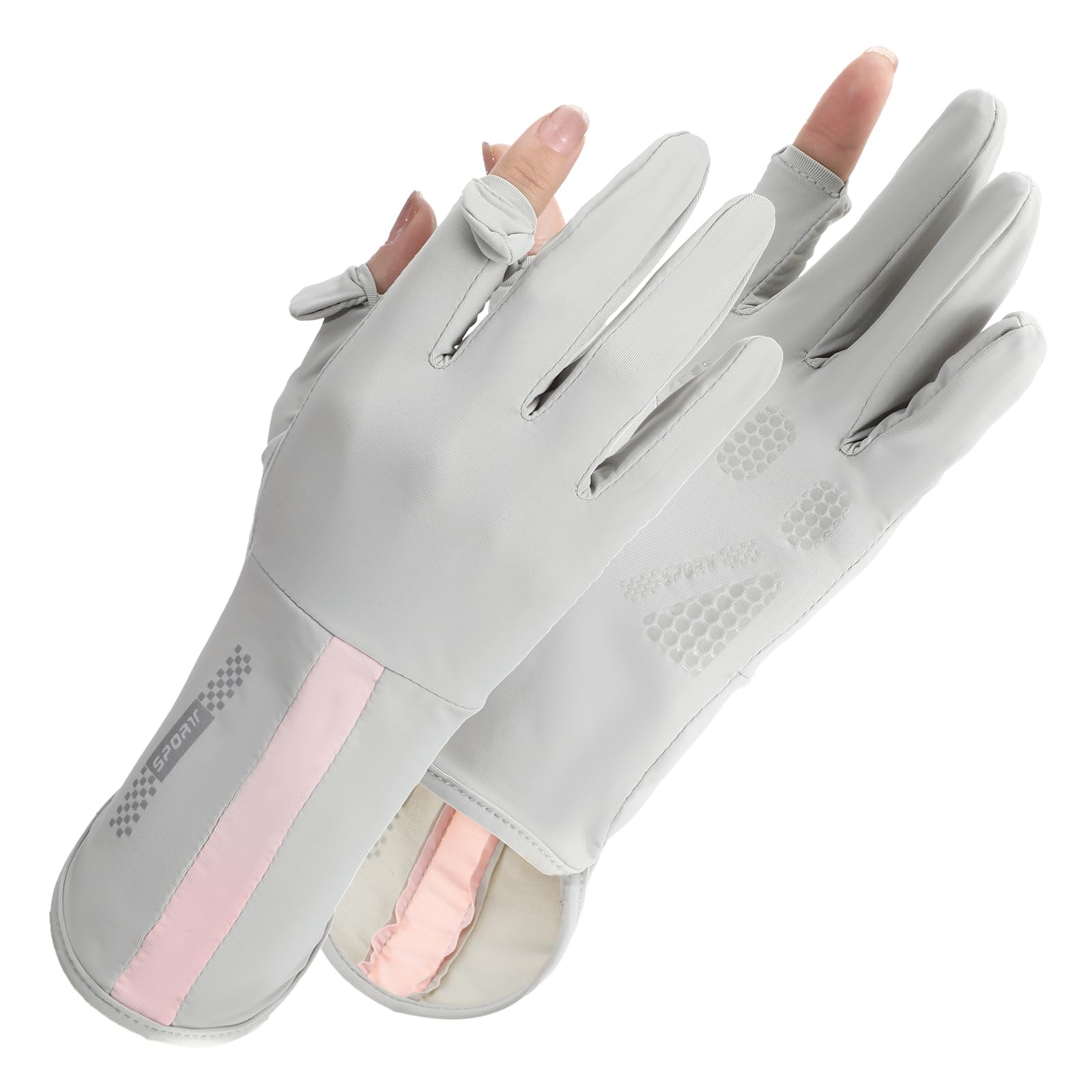 UV Protective Driving Gloves for Women – UPF 50+ Sunscreen Gloves with Touchscreen Function & Anti-Slip Palm, Long Cuff for Hiking, Cycling, Fishing, Golfing (Grey) - Image 1