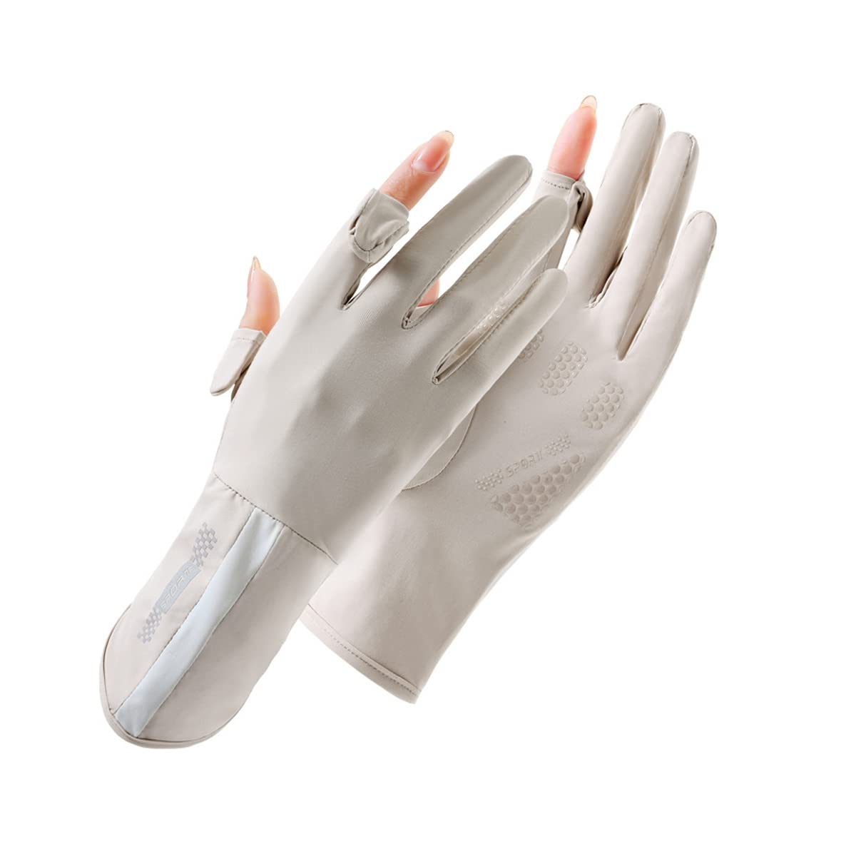UV Protective Driving Gloves for Women – UPF 50+ Sunscreen Gloves with Touchscreen Function & Anti-Slip Palm, Long Cuff for Hiking, Cycling, Fishing, Golfing (Beige) - Image 1