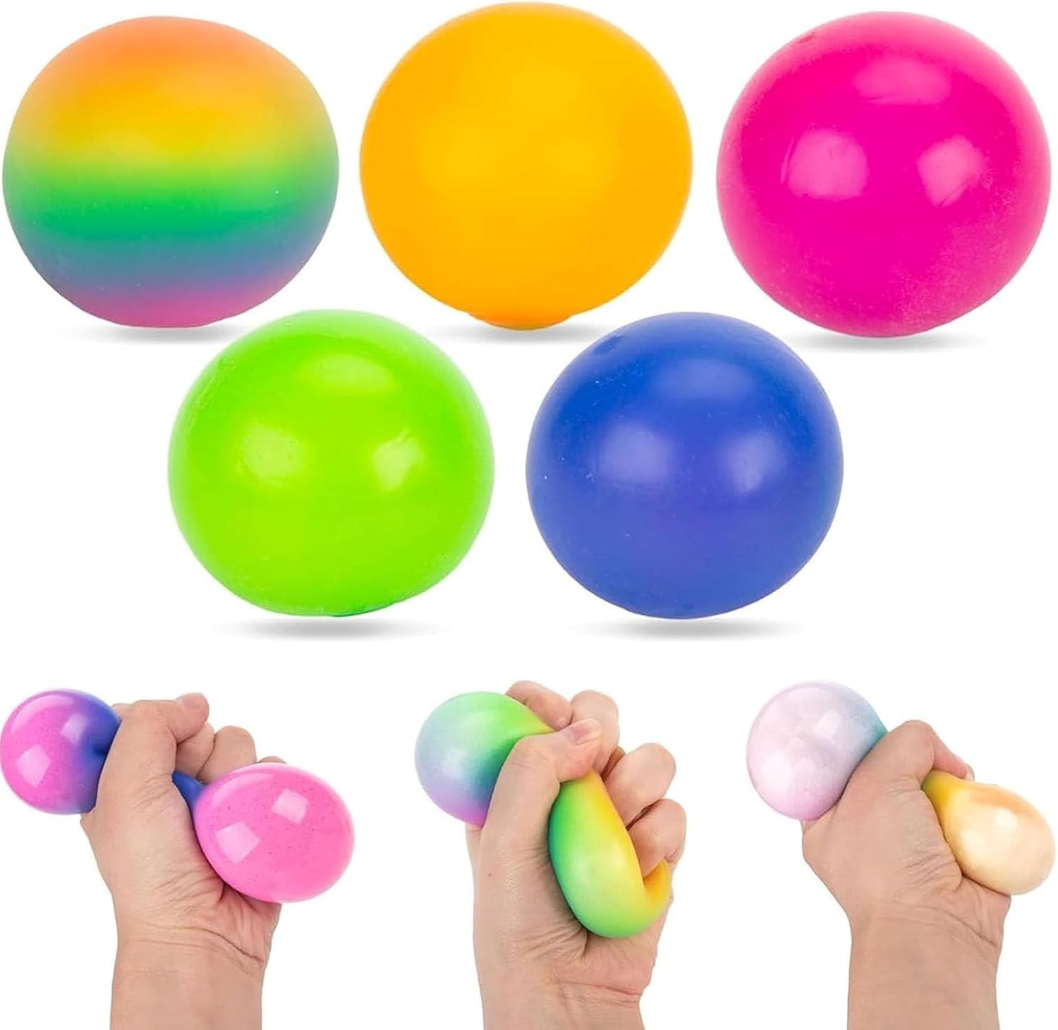 5 PCS Color Changing TPR Stress Balls for Office & Classroom – Soft Sensory Squeeze Toys to Relieve Anxiety (Multicolor) - Image 1