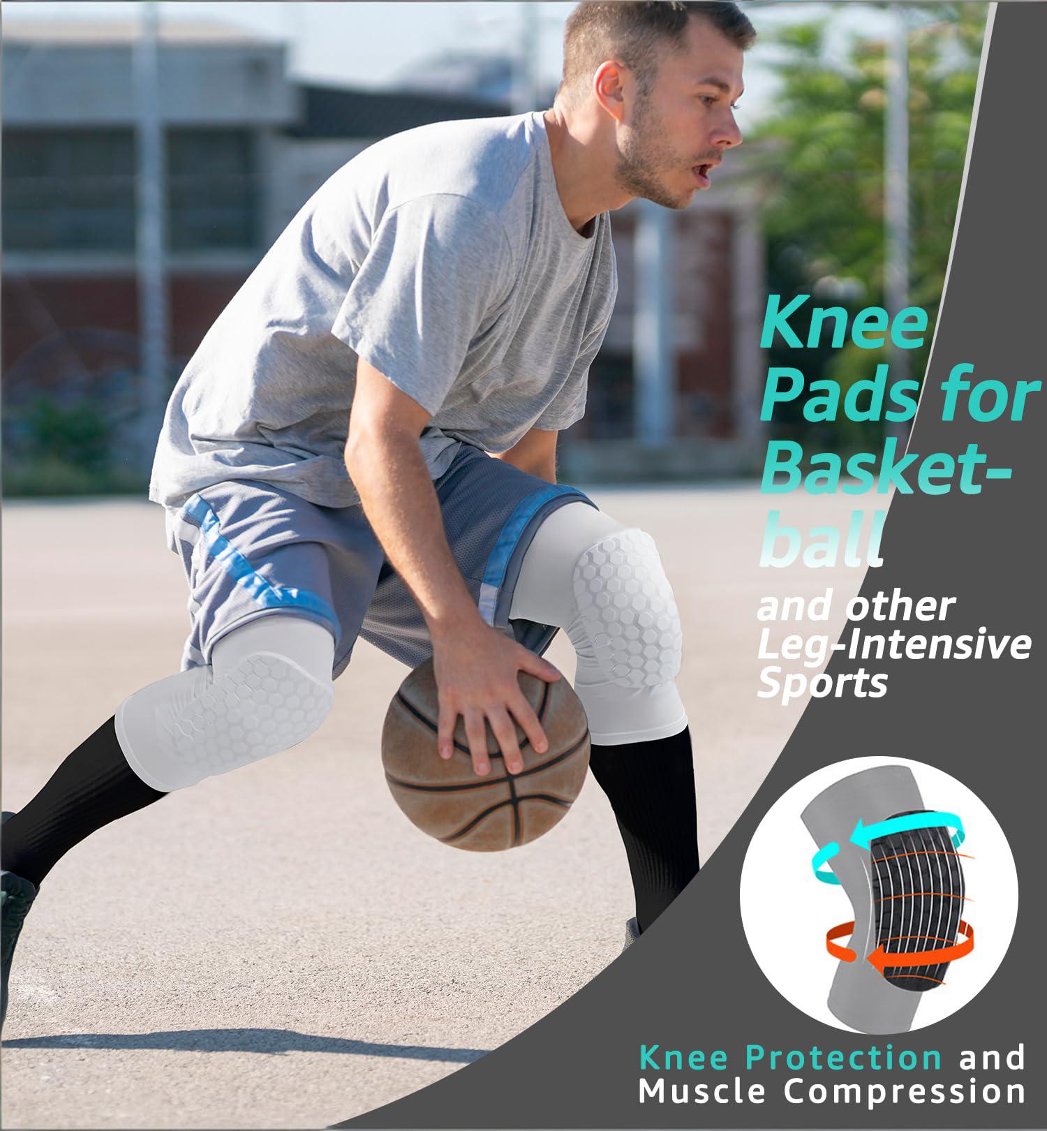 Honeycomb Knee Pads for Kids, Teens & Adults – Protective Compression Knee Guards for Basketball, Football, Cycling & Running(White,XXL) - Image 2