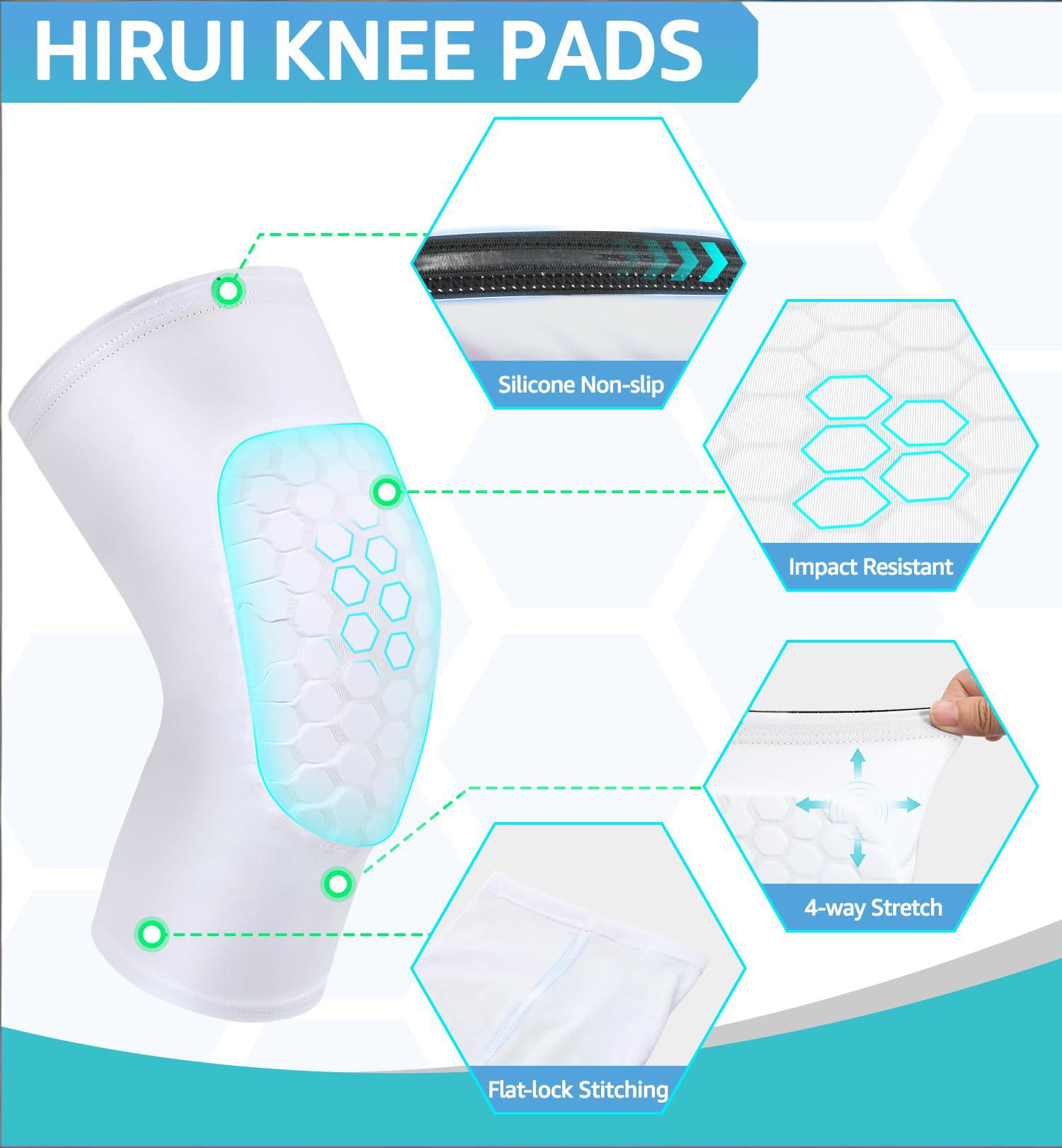 Honeycomb Knee Pads for Kids, Teens & Adults – Protective Compression Knee Guards for Basketball, Football, Cycling & Running(White,XXL) - Image 3