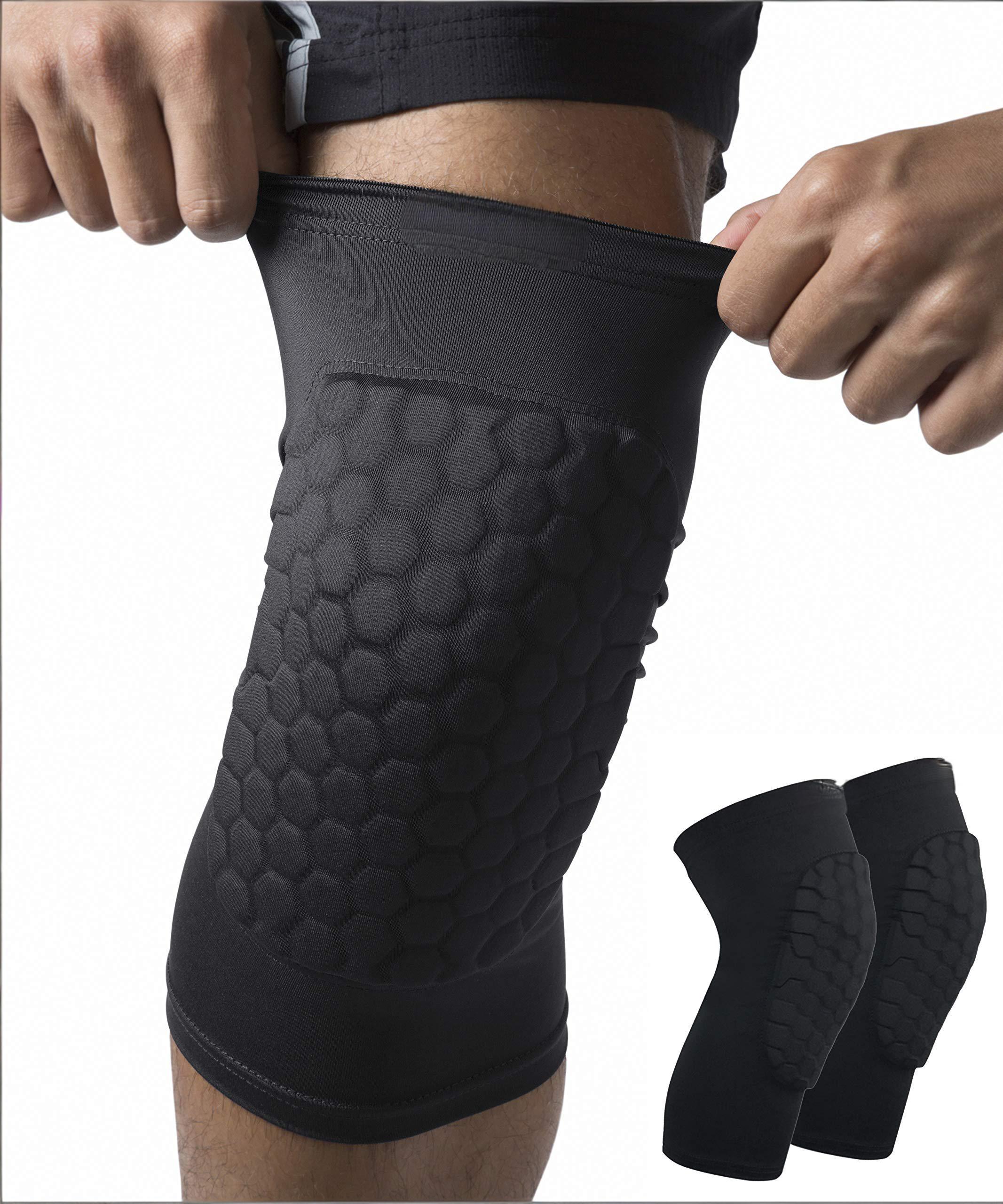 Honeycomb Knee Pads for Kids, Teens & Adults – Protective Compression Knee Guards for Basketball, Football, Cycling & Running(Black,XS) - Image 1