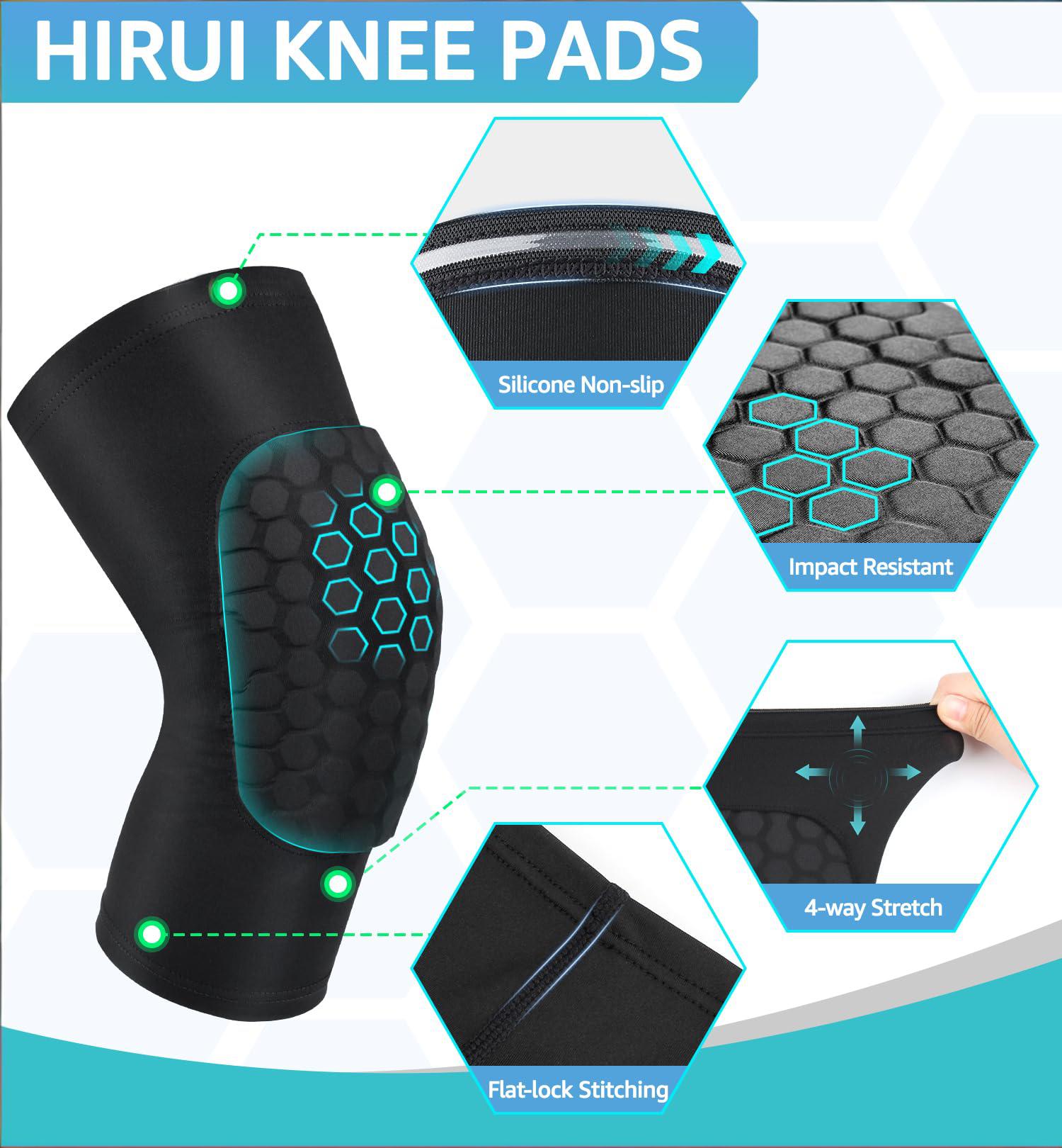 Honeycomb Knee Pads for Kids, Teens & Adults – Protective Compression Knee Guards for Basketball, Football, Cycling & Running(Black,XS) - Image 3