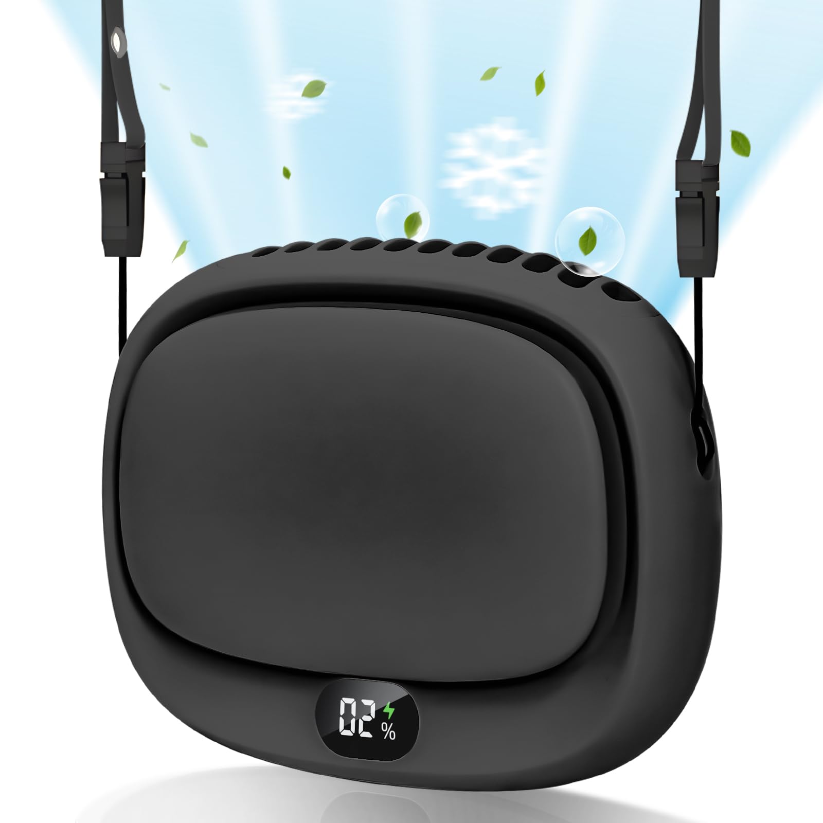 Portable Neck Fan with 5 Speeds – Rechargeable USB Mini Fan for Outdoor Travel, Work & Camping – Silent Personal Cooling Fan (Black) - Image 1
