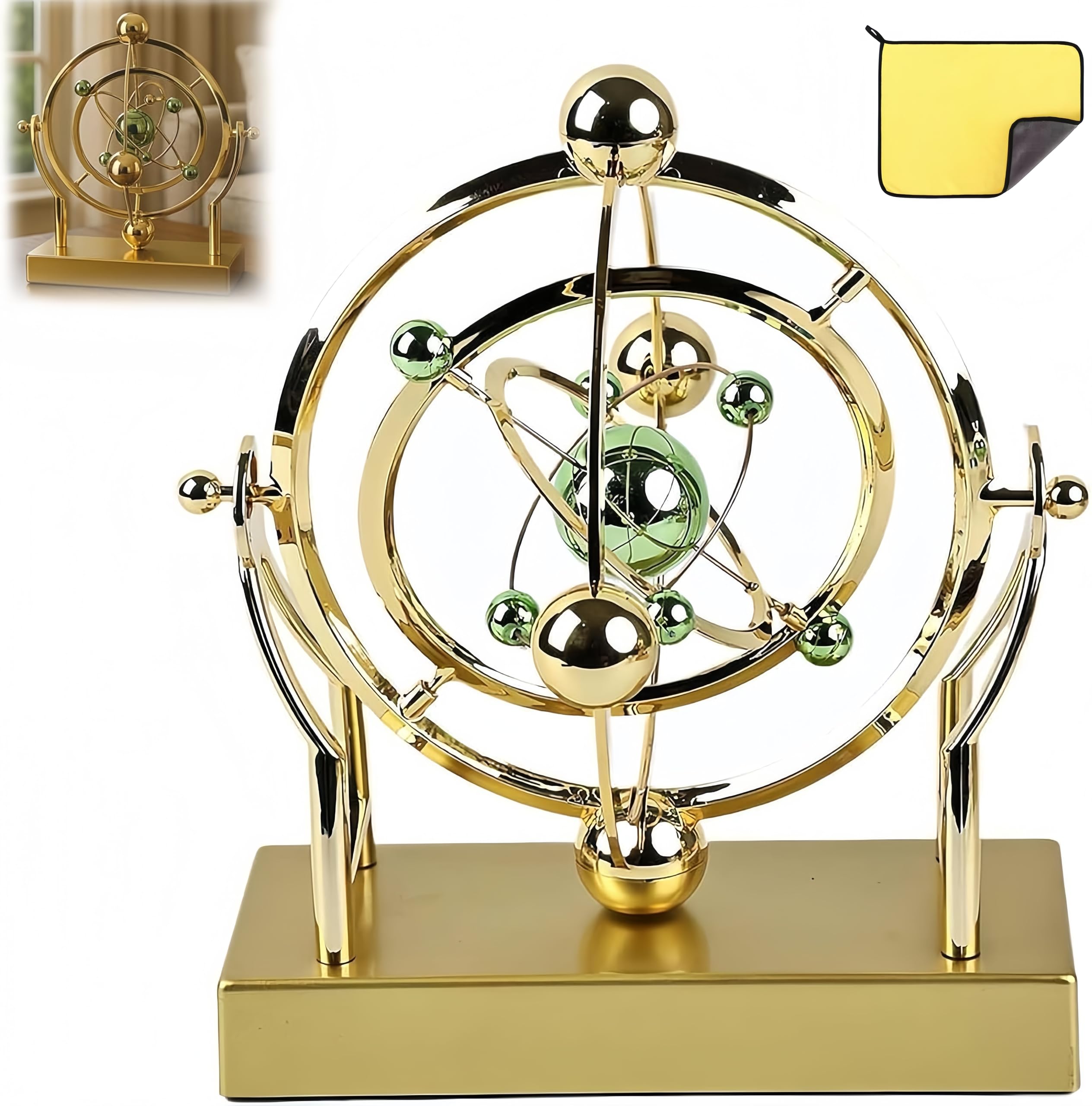 Celestial Orbit Perpetual Motion Pendulum, Kinetic Art Desk Decor 3D Space,Battery Powered Perpetual Motion Machine, Kinetic Art Desk Decor Science, Magnetic Balance Model for Home Or Office (Gold) - Image 1