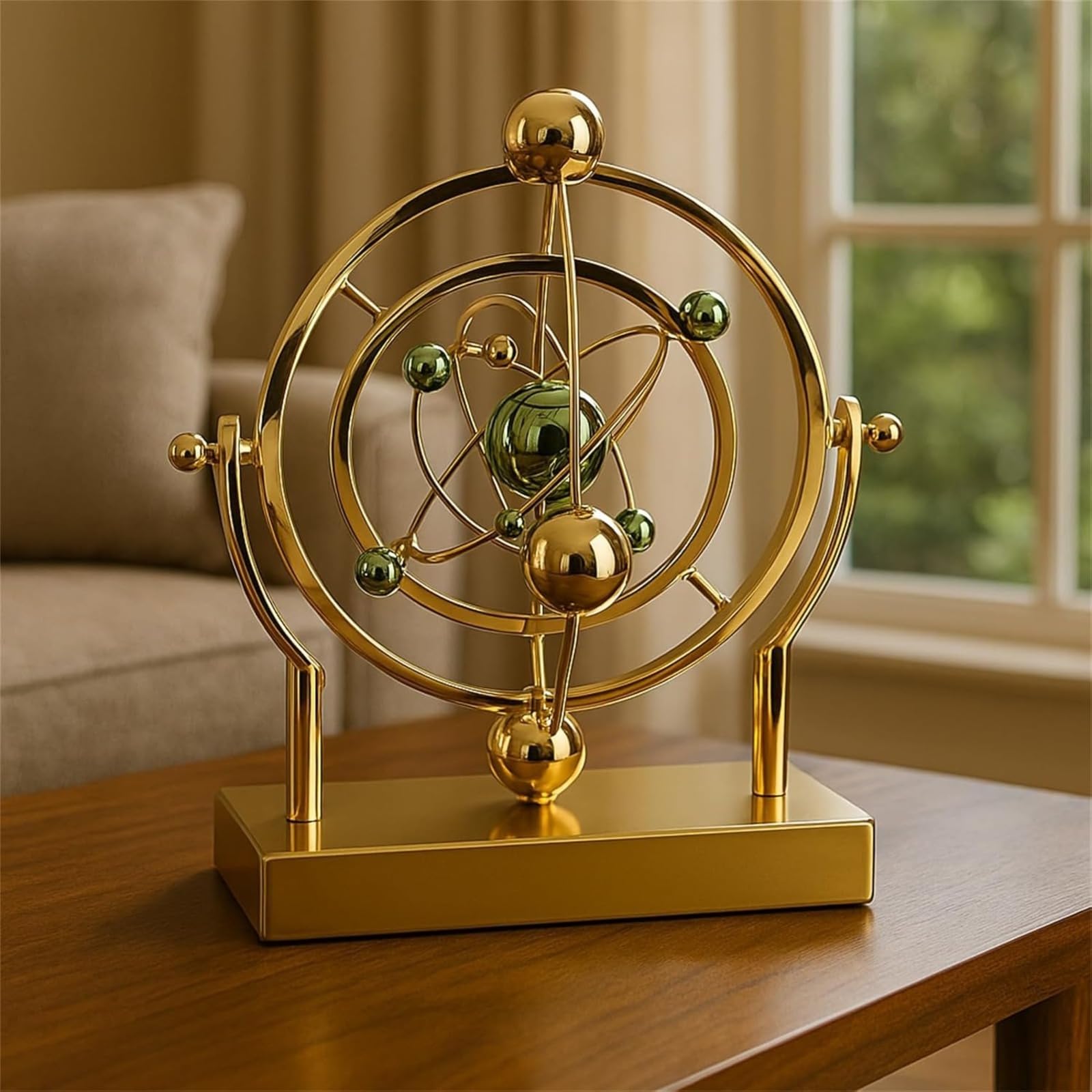 Celestial Orbit Perpetual Motion Pendulum, Kinetic Art Desk Decor 3D Space,Battery Powered Perpetual Motion Machine, Kinetic Art Desk Decor Science, Magnetic Balance Model for Home Or Office (Gold) - Image 3