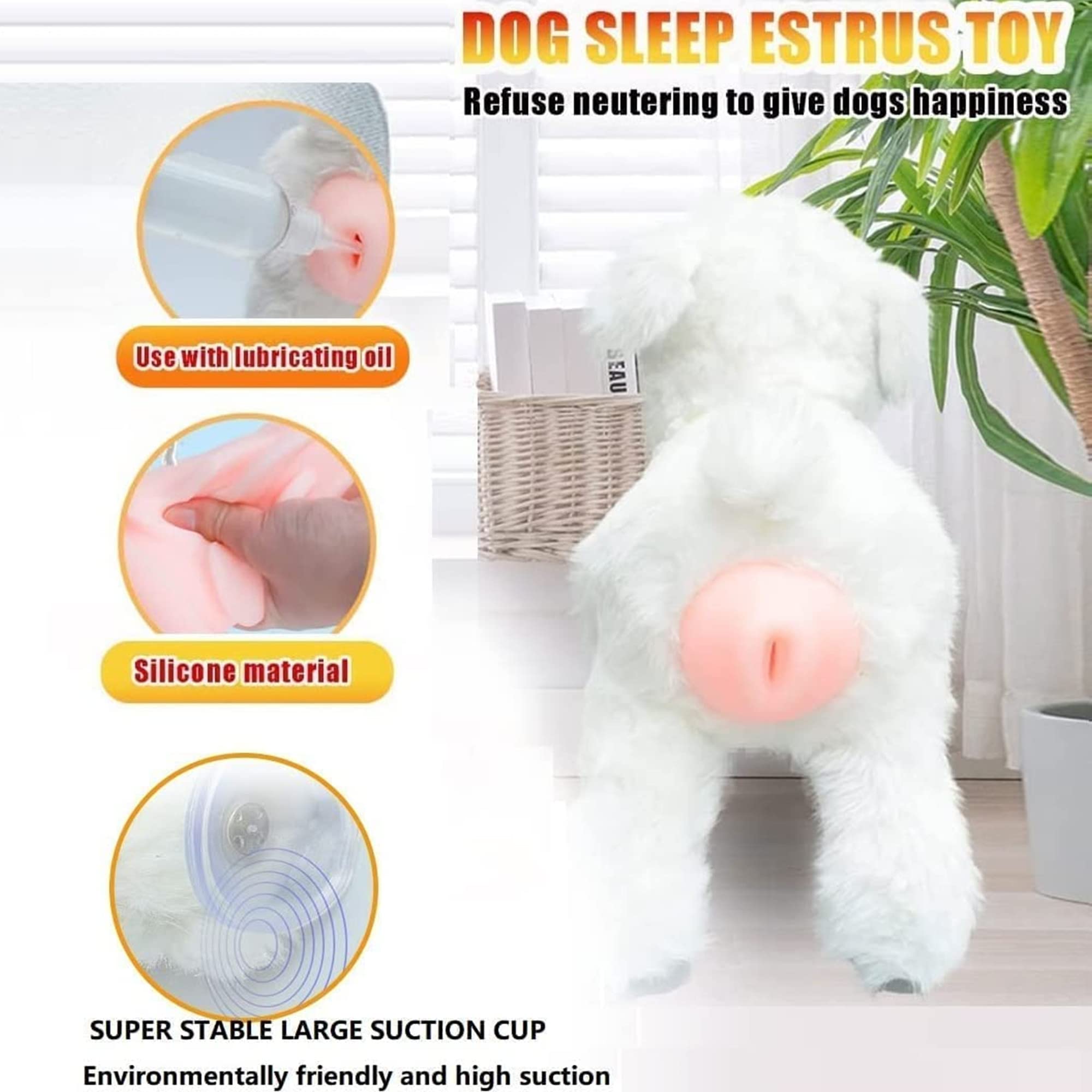 Pet Behavioral Support Doll – Realistic Canine Companion Toy for Stress Relief, Made of TPE Silicone & Soft Fur, Stable Suction Base, 1:1 Anatomical Design, for Small to Medium Dogs (White, Channel Height 13cm) - Image 3