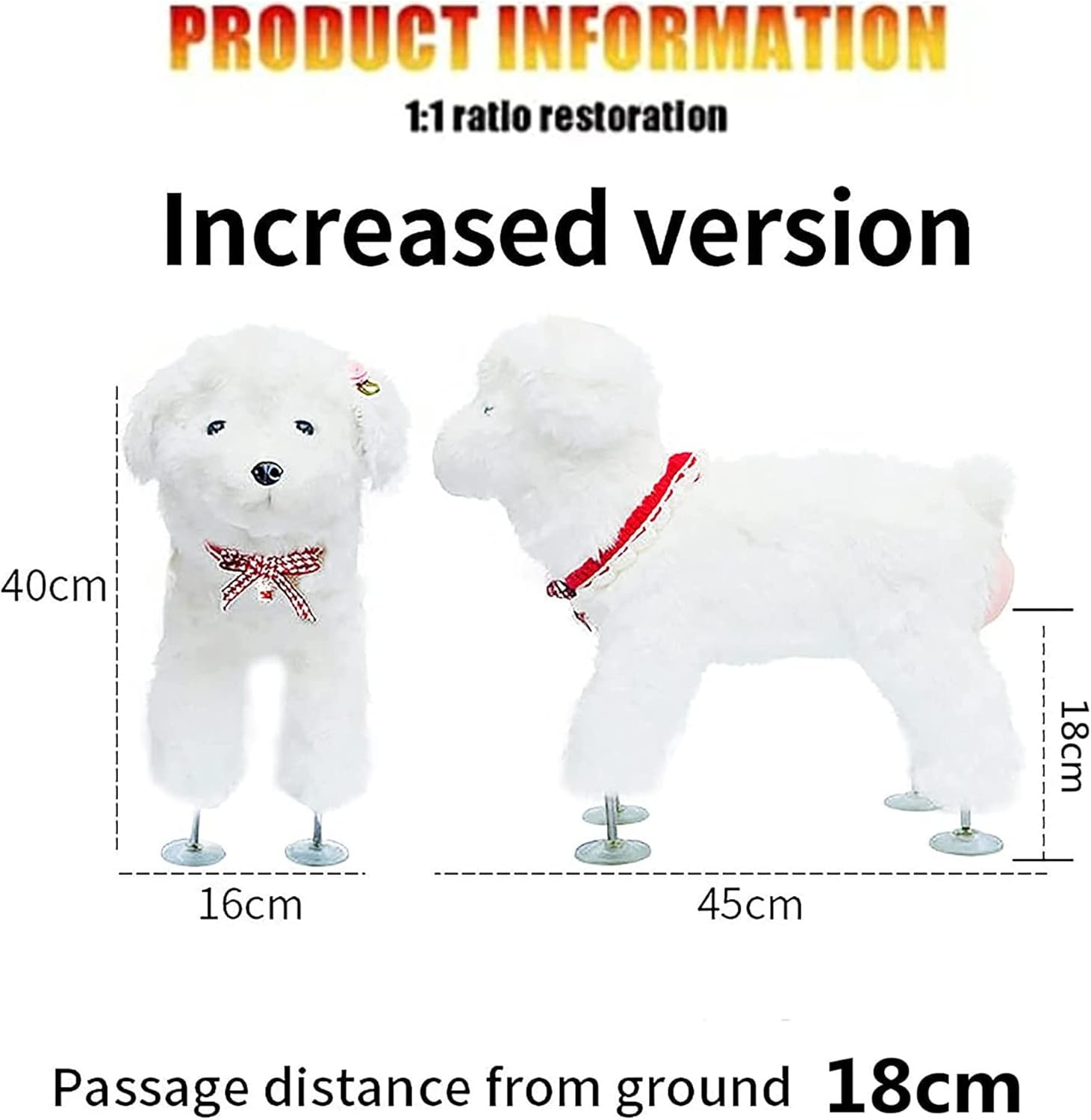 Pet Behavioral Support Doll – Realistic Canine Companion Toy for Stress Relief, Made of TPE Silicone & Soft Fur, Stable Suction Base, 1:1 Anatomical Design, for Small to Medium Dogs (White, Channel Height 18cm) - Image 7