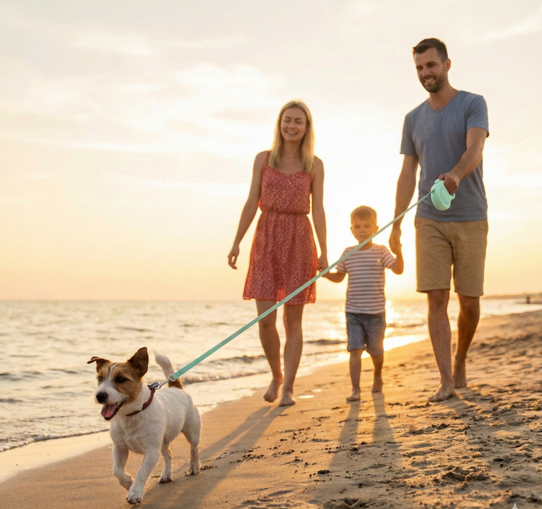 Retractable Dog Leash – 16.5 ft Automatic Walking Lead with One-Hand Brake Lock & Anti-Tangle Nylon Tape – Heavy-Duty 55 lb Capacity – Ideal for Small to Medium Dogs (Green) - Image 4